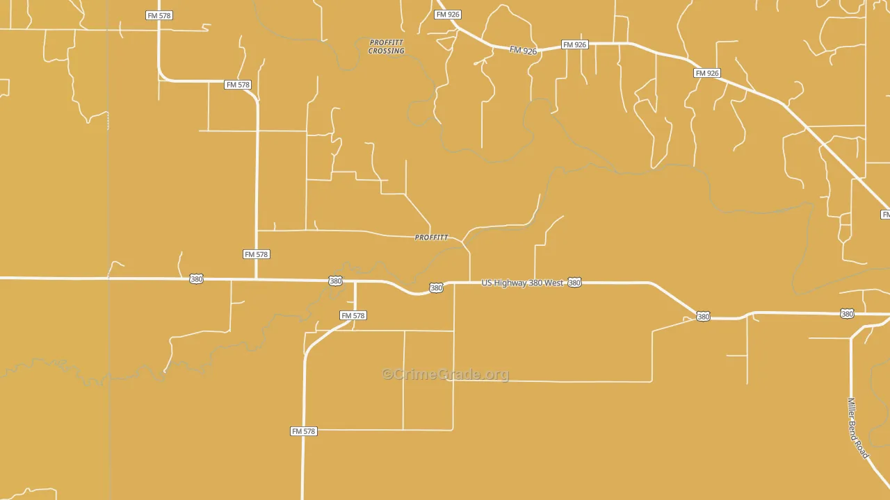 Proffit, TX Map of Murder Rates