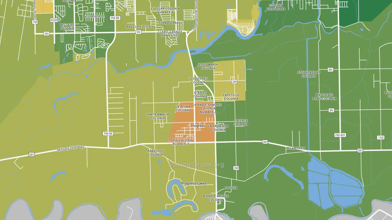 Progreso, TX Map of Murder Rates