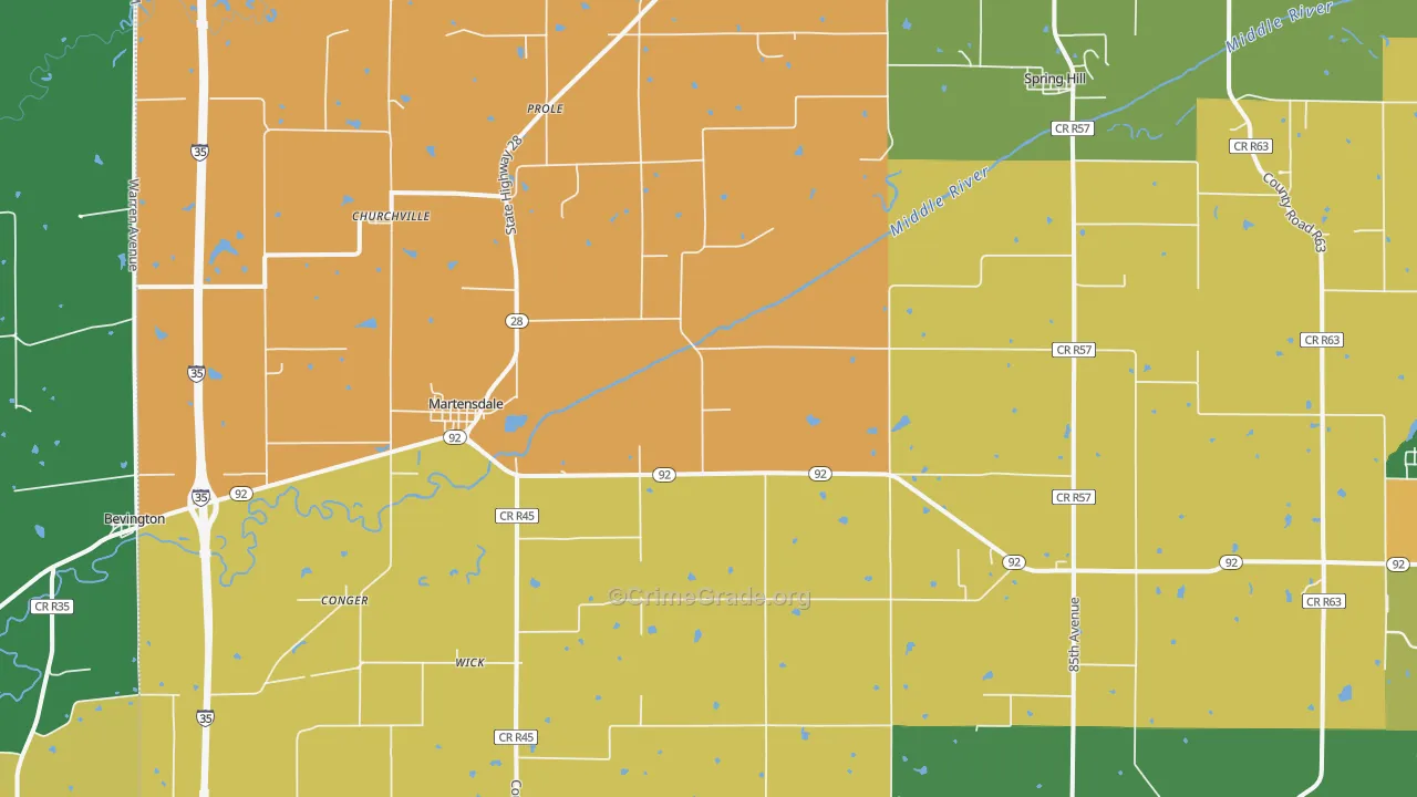 Prole, IA Map of Murder Rates