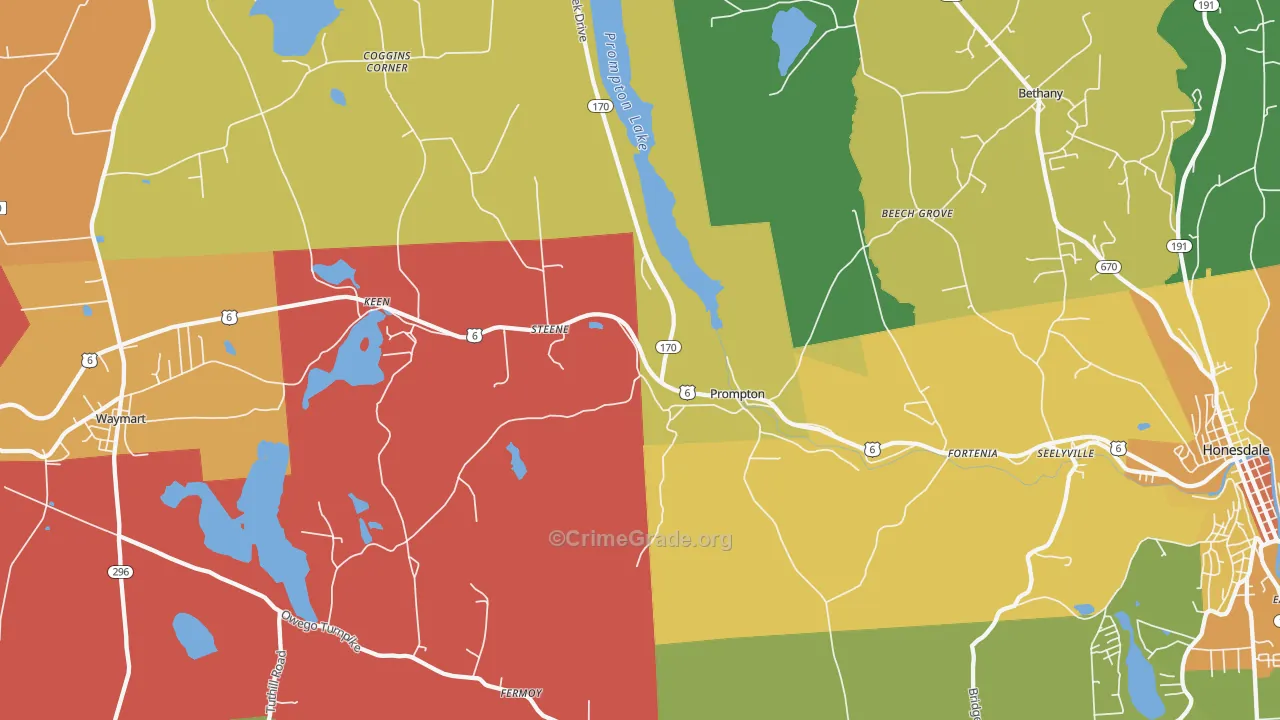 Prompton, PA Map of Murder Rates