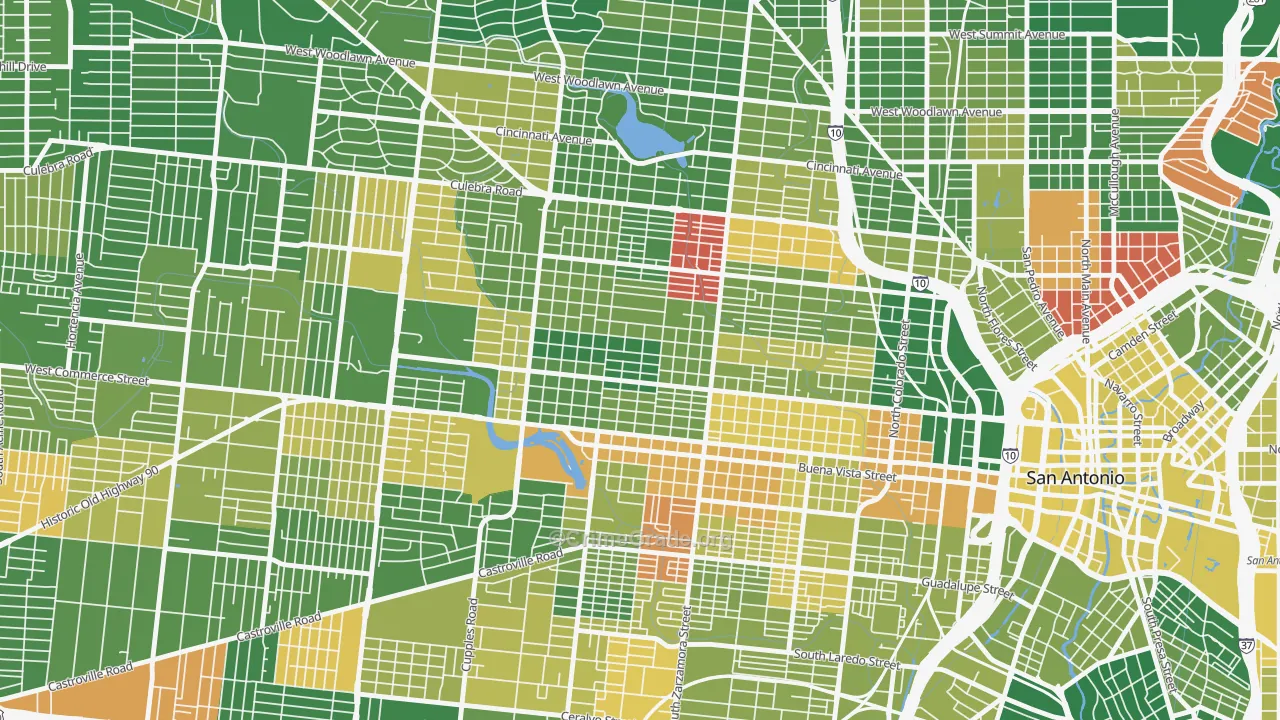 Prospect Hill, San Antonio, TX Map of Murder Rates