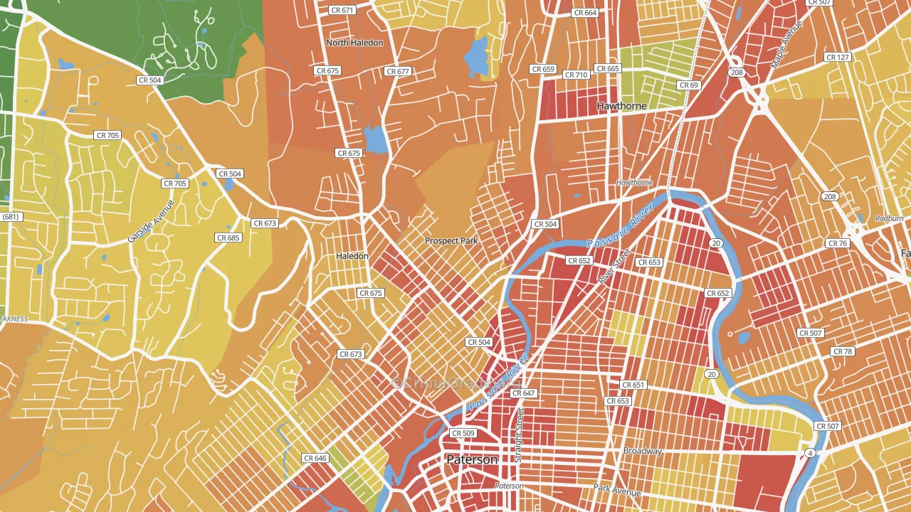 Prospect Park, NJ Map of Murder Rates