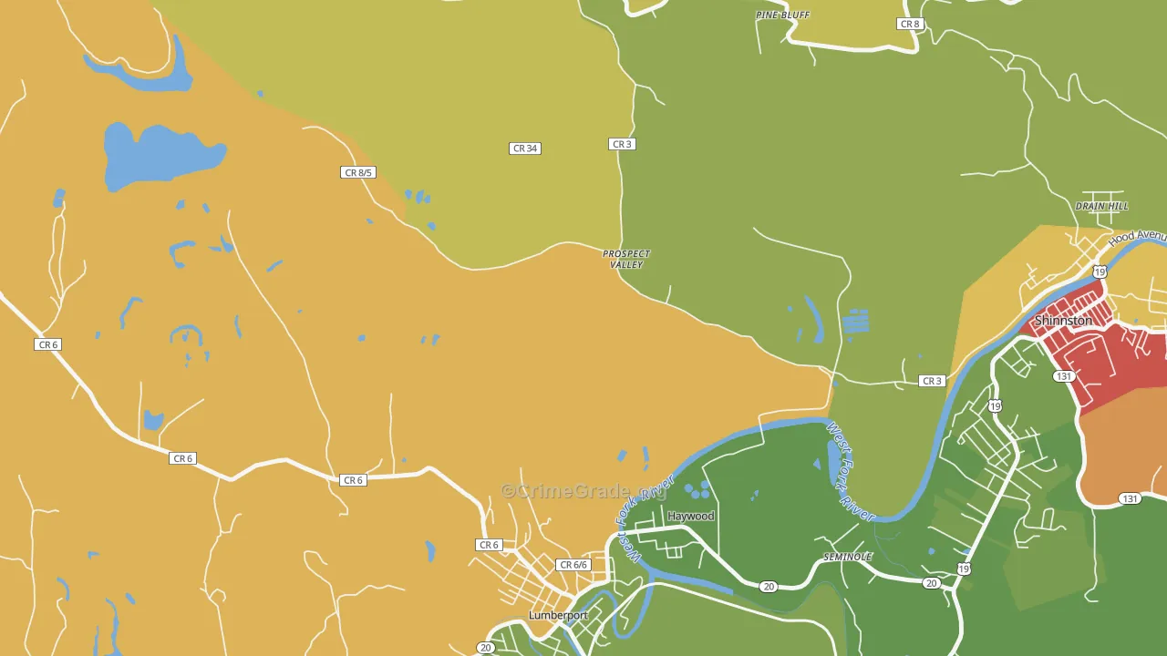 Prospect Valley, WV Map of Murder Rates