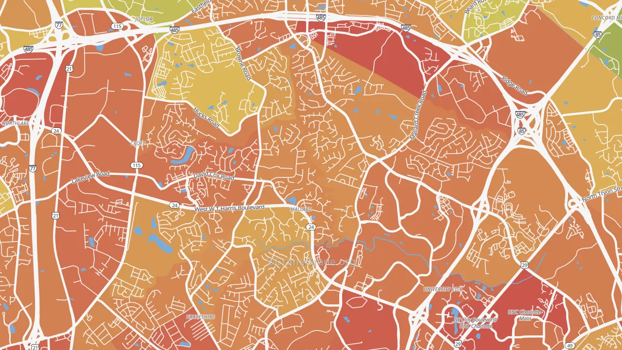 Prosperity Church Road, Charlotte, NC Map of Murder Rates