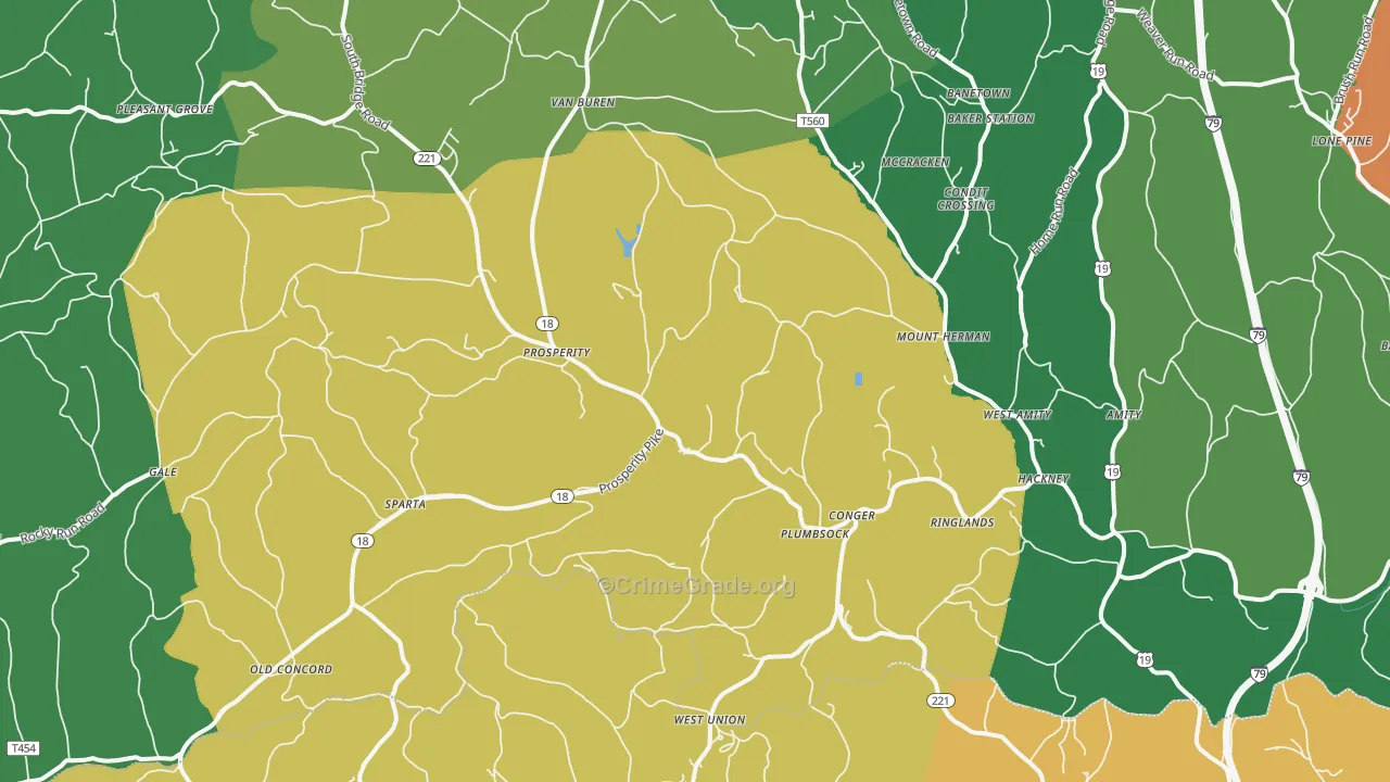 Prosperity, PA Map of Murder Rates