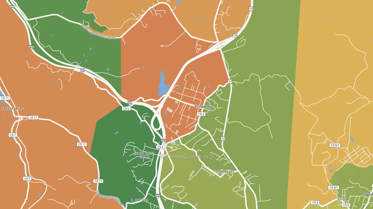 Prosperity, WV Map of Murder Rates