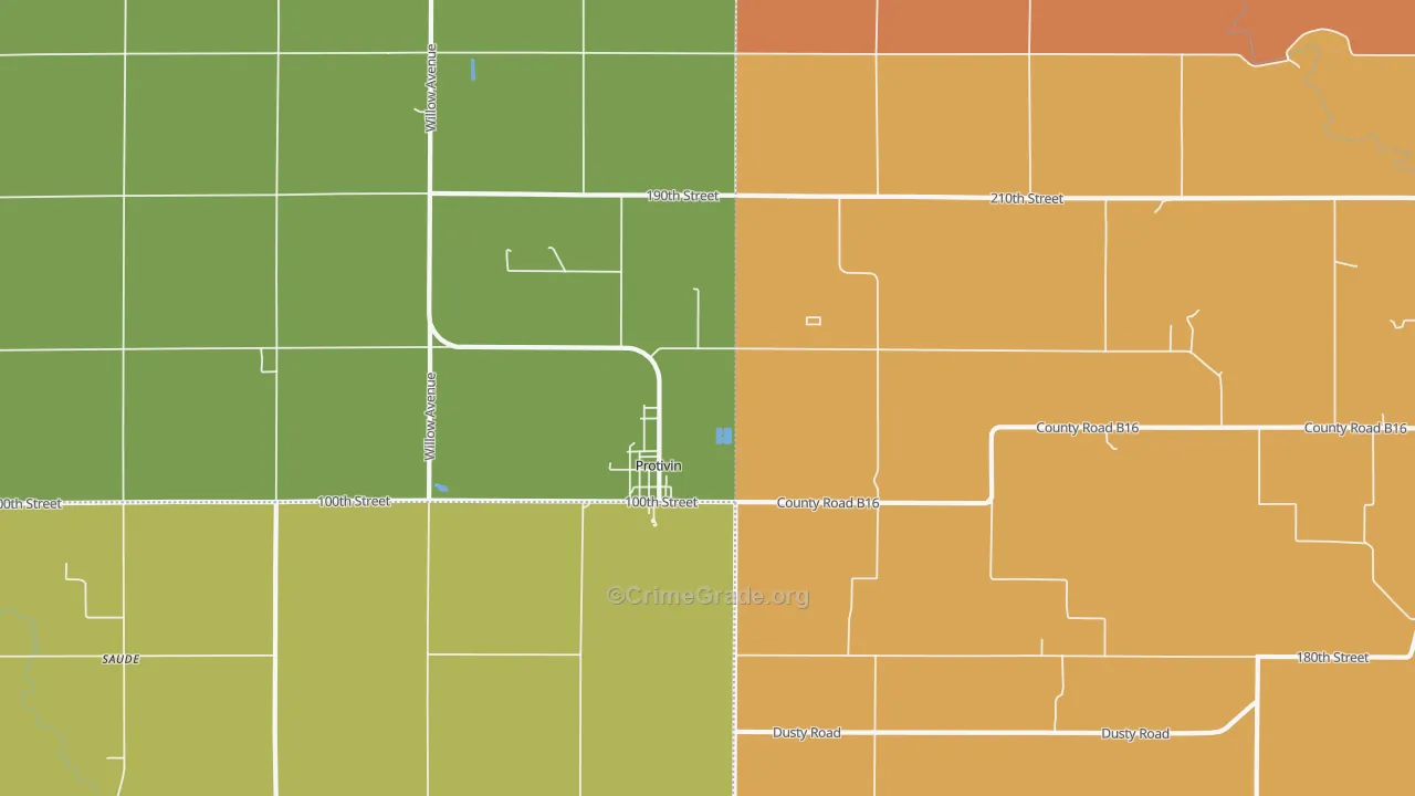 Protivin, IA Map of Murder Rates