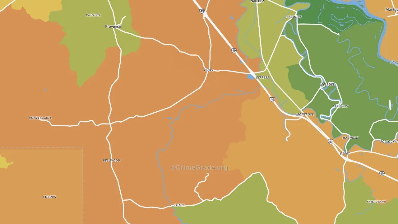 Provencal, LA Map of Murder Rates