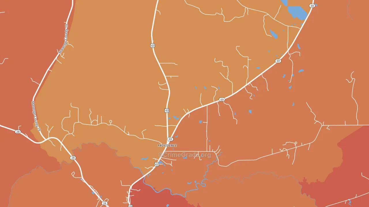 Providence, AL Map of Murder Rates
