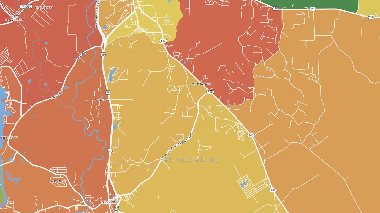 Providence, TX Map of Murder Rates