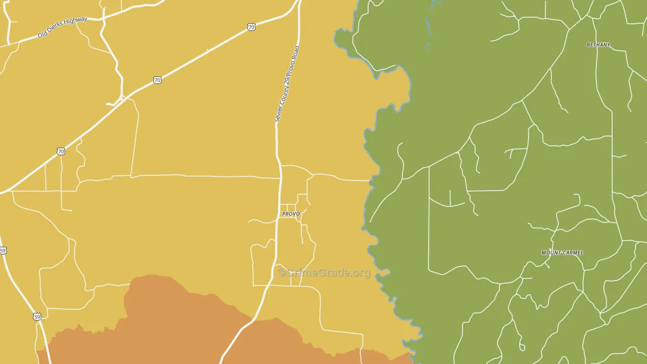 Provo, AR Map of Murder Rates