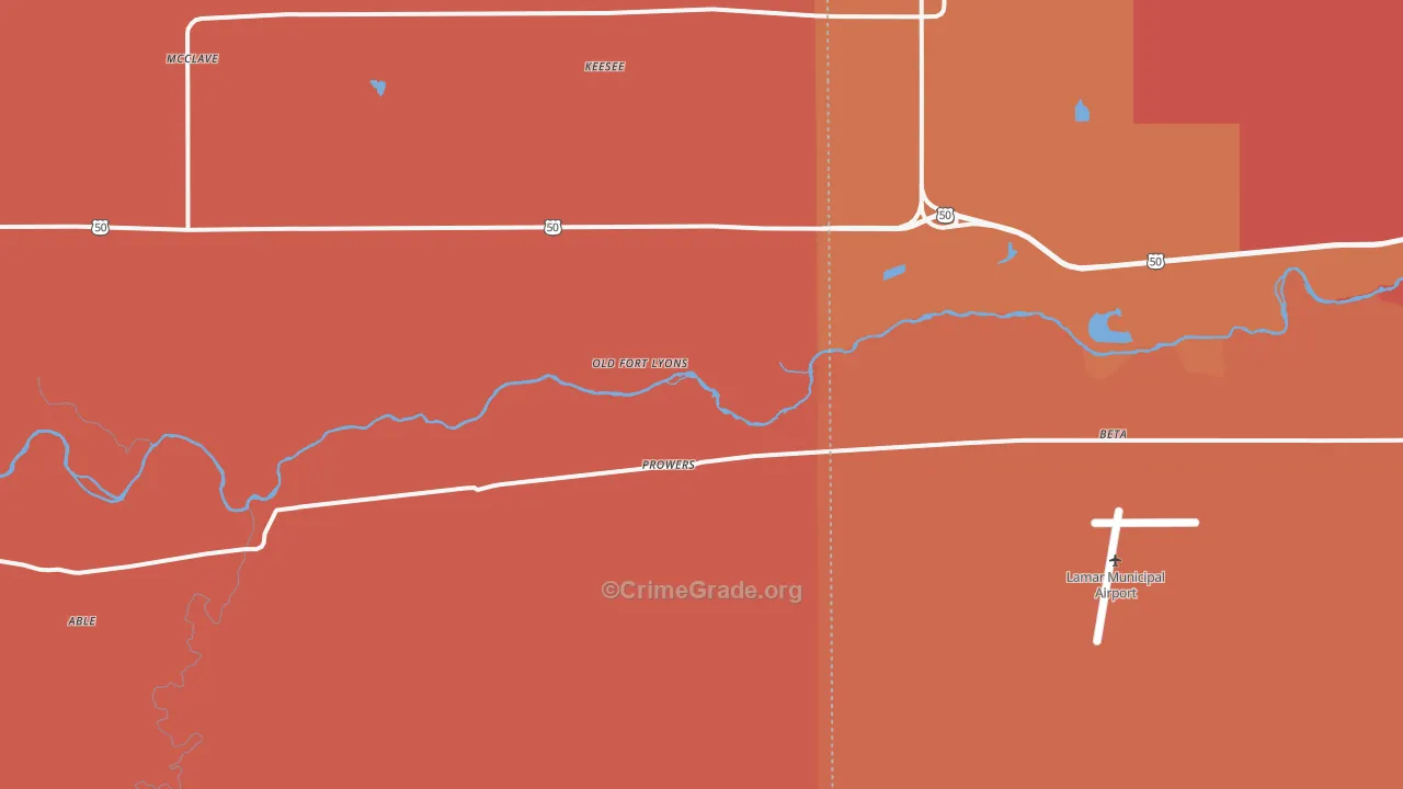 Prowers, CO Map of Murder Rates