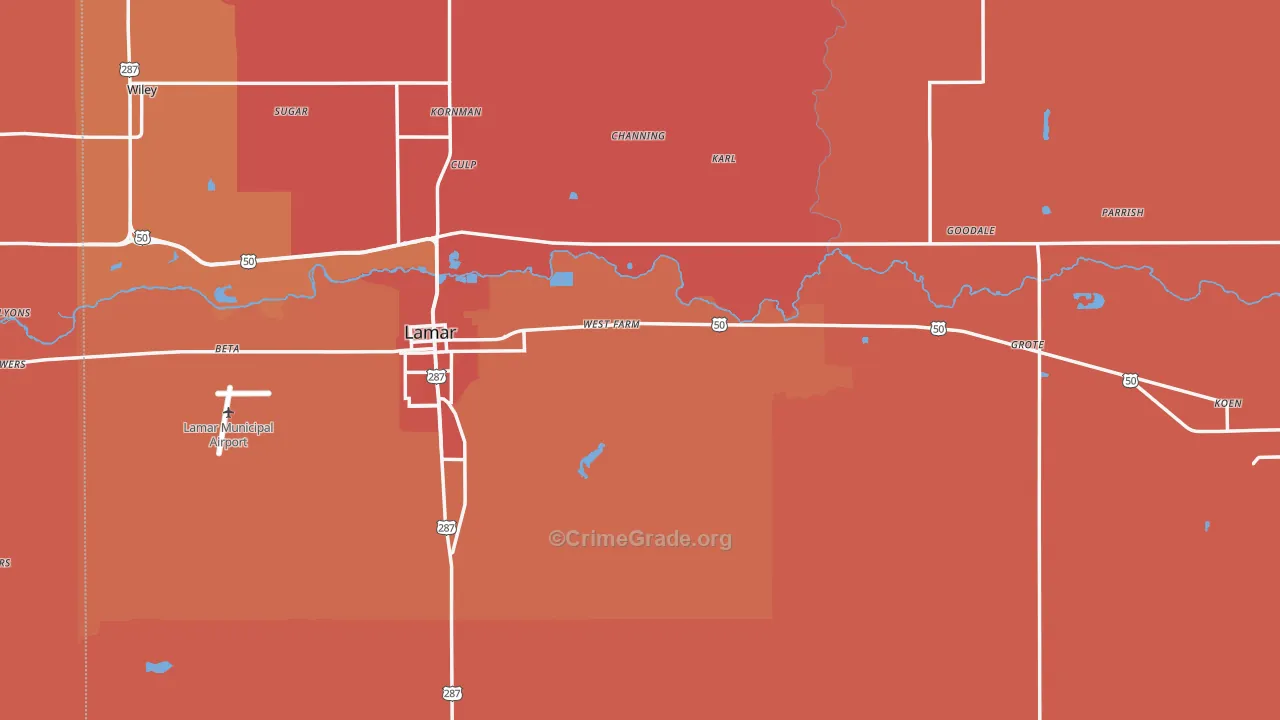 Prowers County, CO Map of Murder Rates