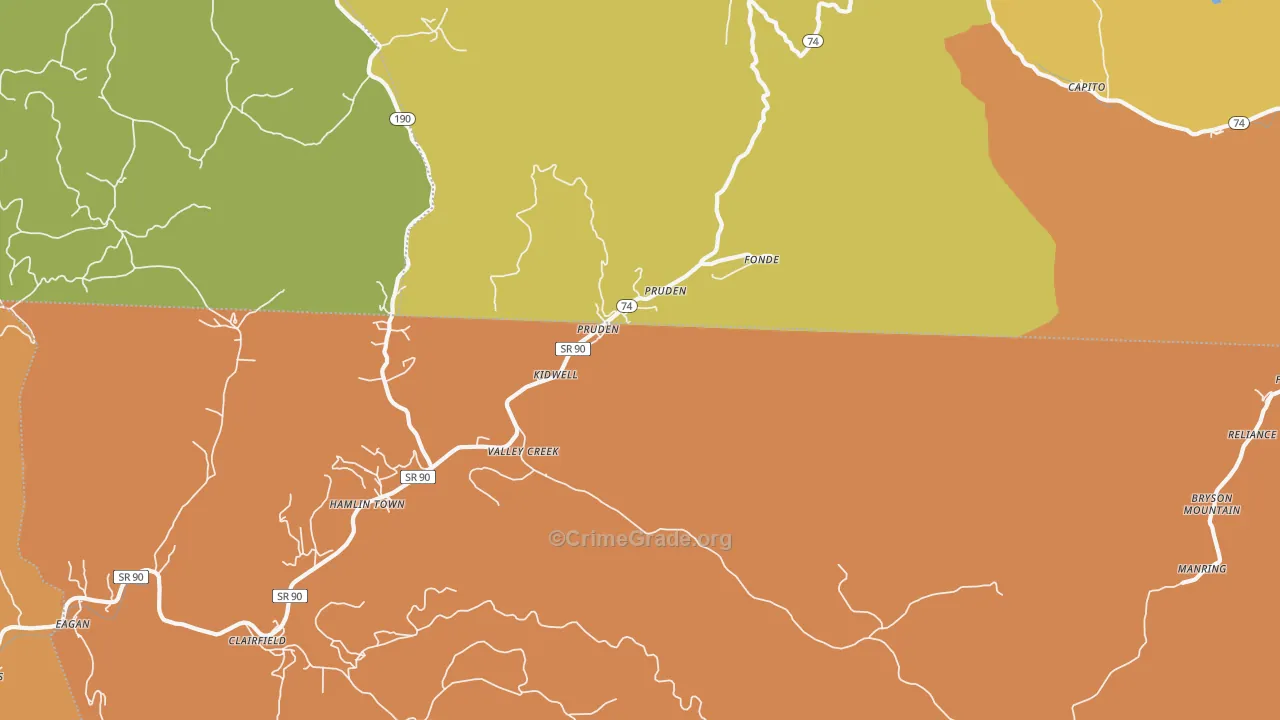 Pruden, TN Map of Murder Rates