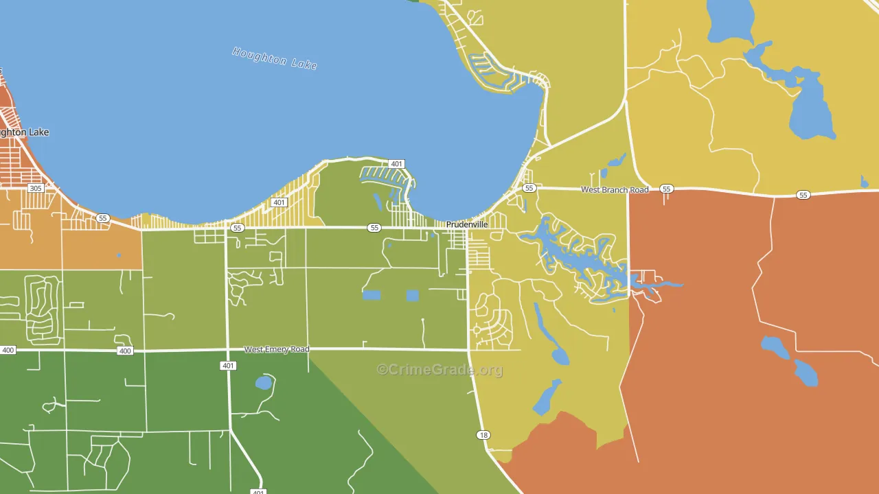 Prudenville, MI Map of Murder Rates
