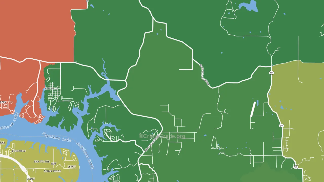 Prue, OK Map of Murder Rates