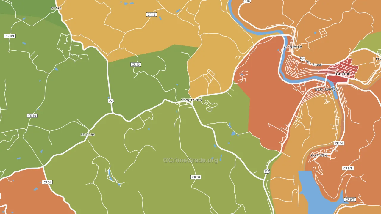 Pruntytown, WV Map of Murder Rates