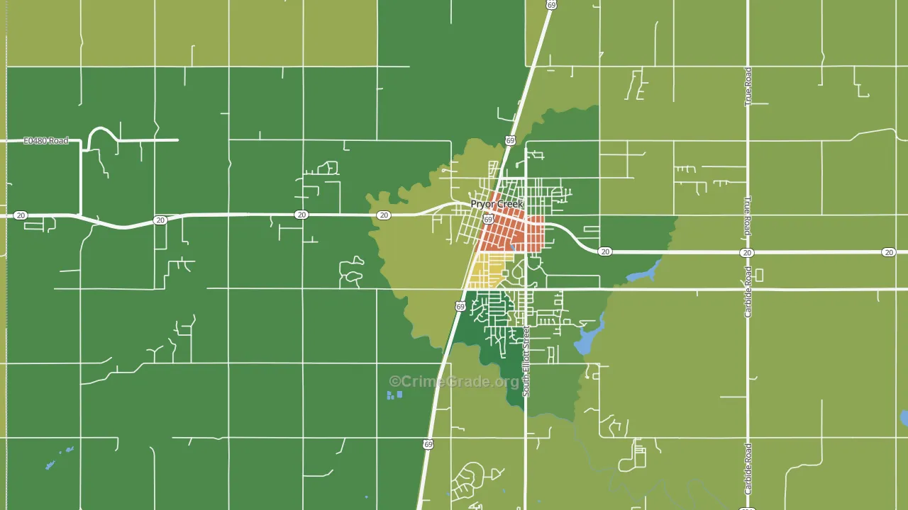Pryor Creek, OK Map of Murder Rates