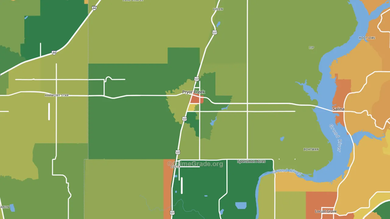 Pryor, OK Map of Murder Rates