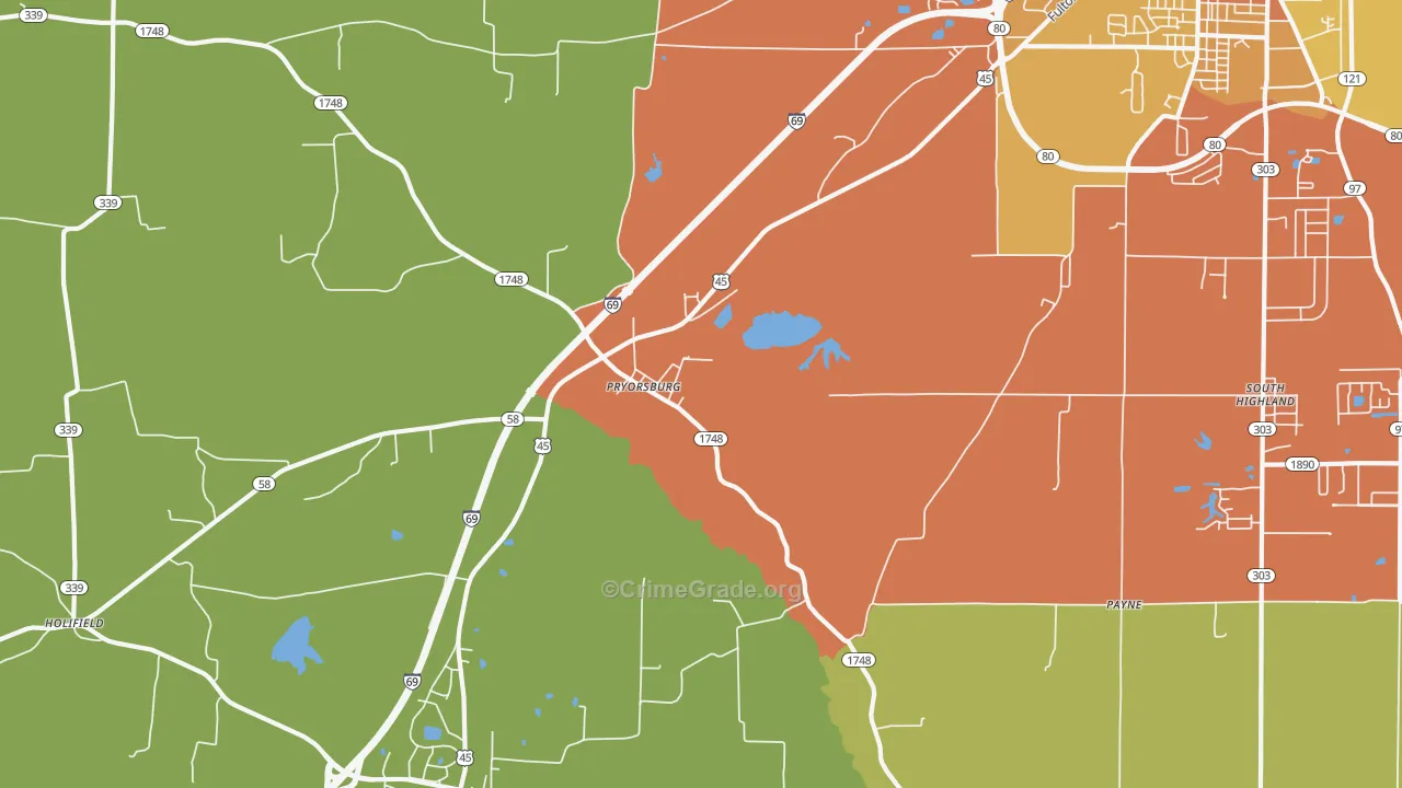 Pryorsburg, KY Map of Murder Rates