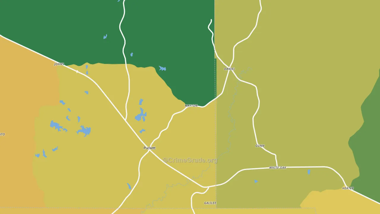 Puckett, MS Map of Murder Rates