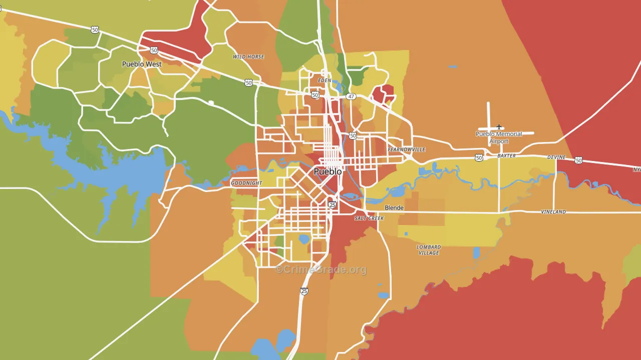 Pueblo, CO Map of Murder Rates