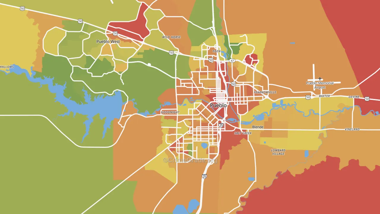 Pueblo County, CO Map of Murder Rates
