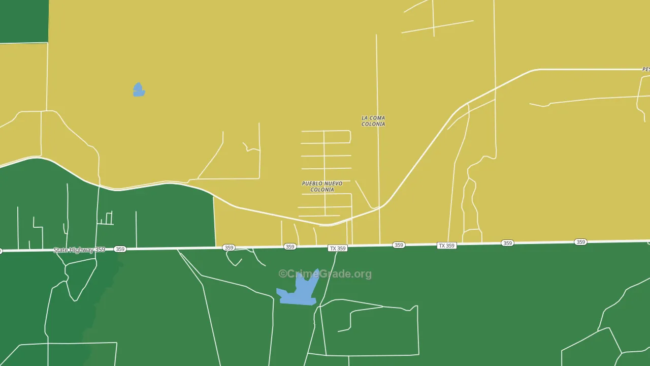 Pueblo Nuevo, TX Map of Murder Rates