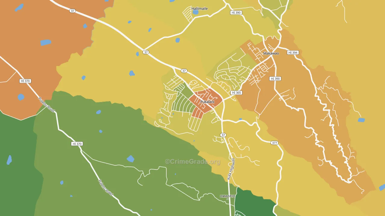 Pukalani, Makawao, HI Map of Murder Rates