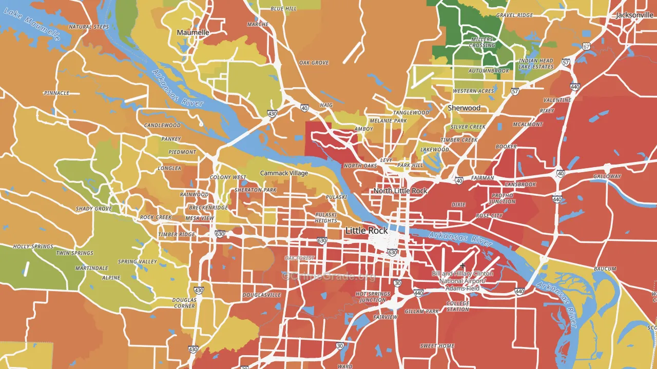 Pulaski County, AR Map of Murder Rates