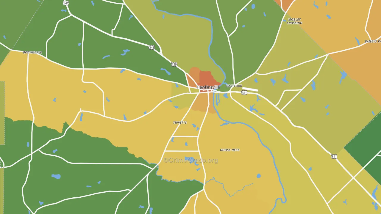 Pulaski County, GA Map of Murder Rates