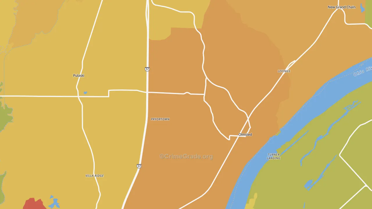 Pulaski County, IL Map of Murder Rates