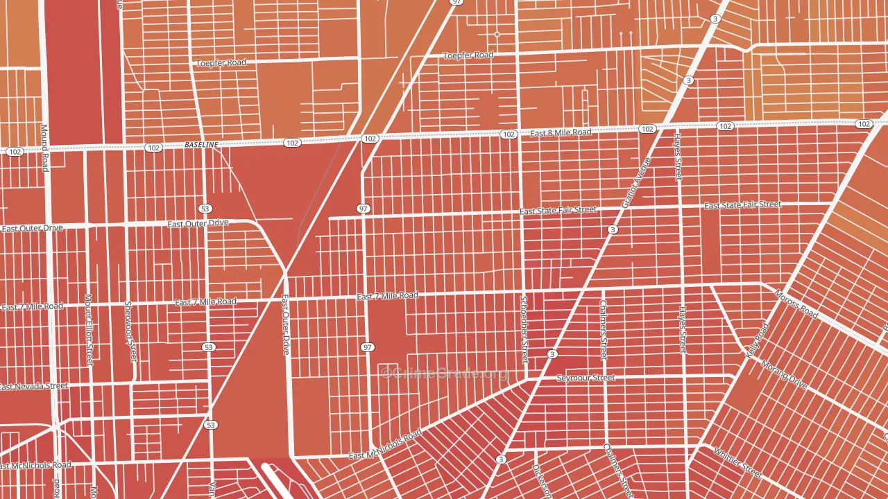 Pulaski, Detroit, MI Map of Murder Rates