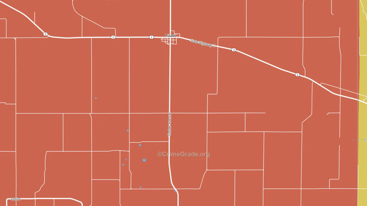 Pulaski, IA Map of Murder Rates