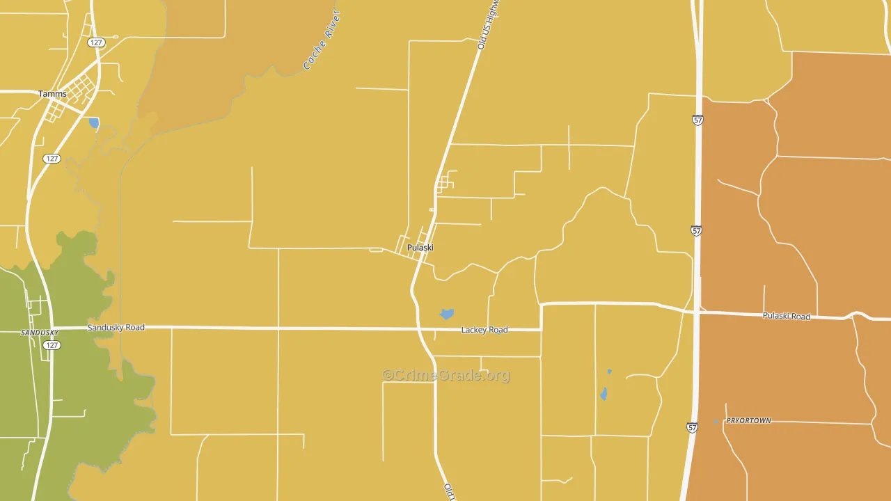 Pulaski, IL Map of Murder Rates