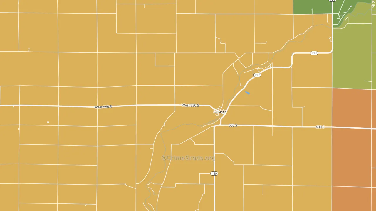 Pulaski, IN Map of Murder Rates
