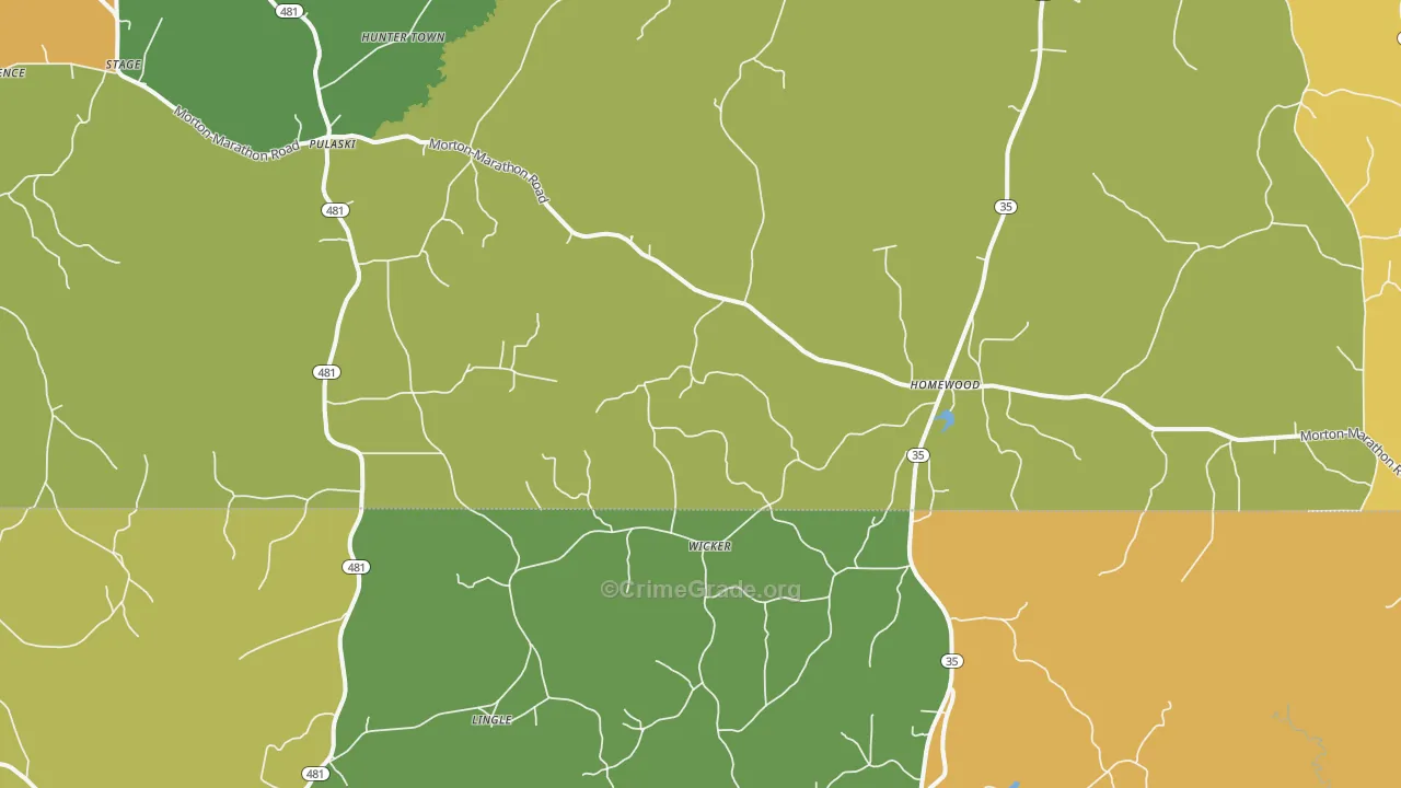 Pulaski, MS Map of Murder Rates