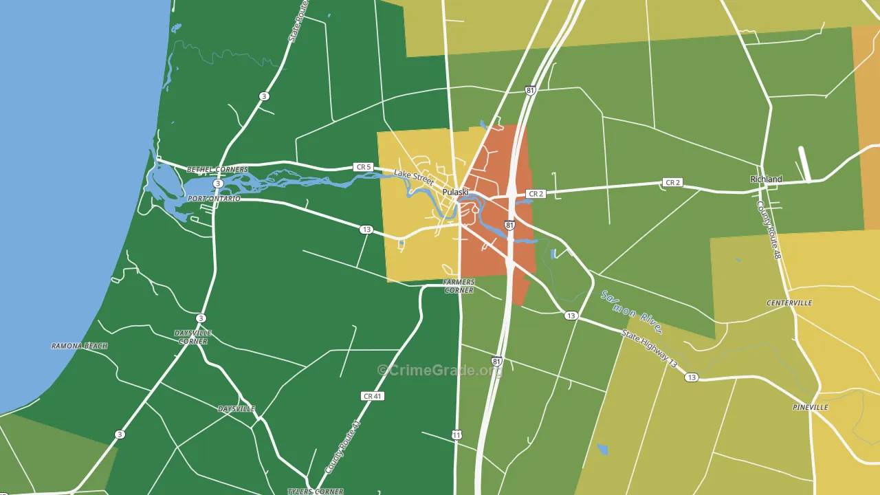 Pulaski, NY Map of Murder Rates