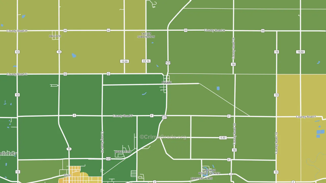 Pulaski, OH Map of Murder Rates