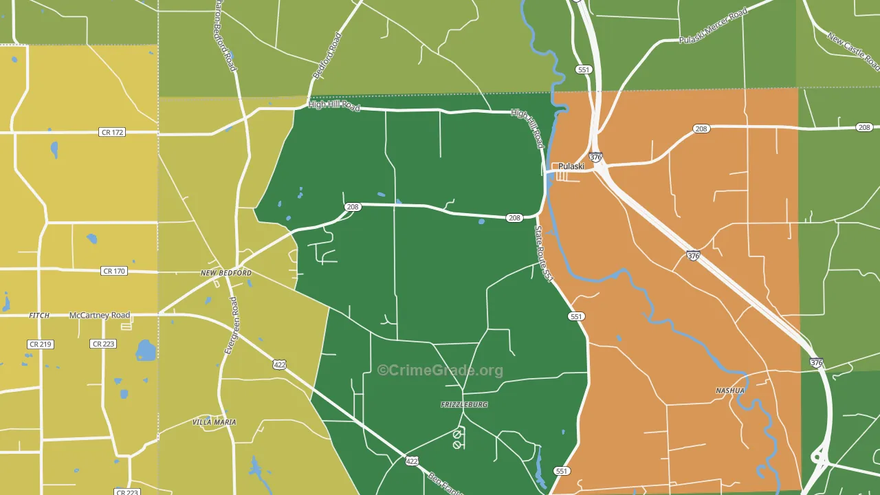 Pulaski, PA Map of Murder Rates