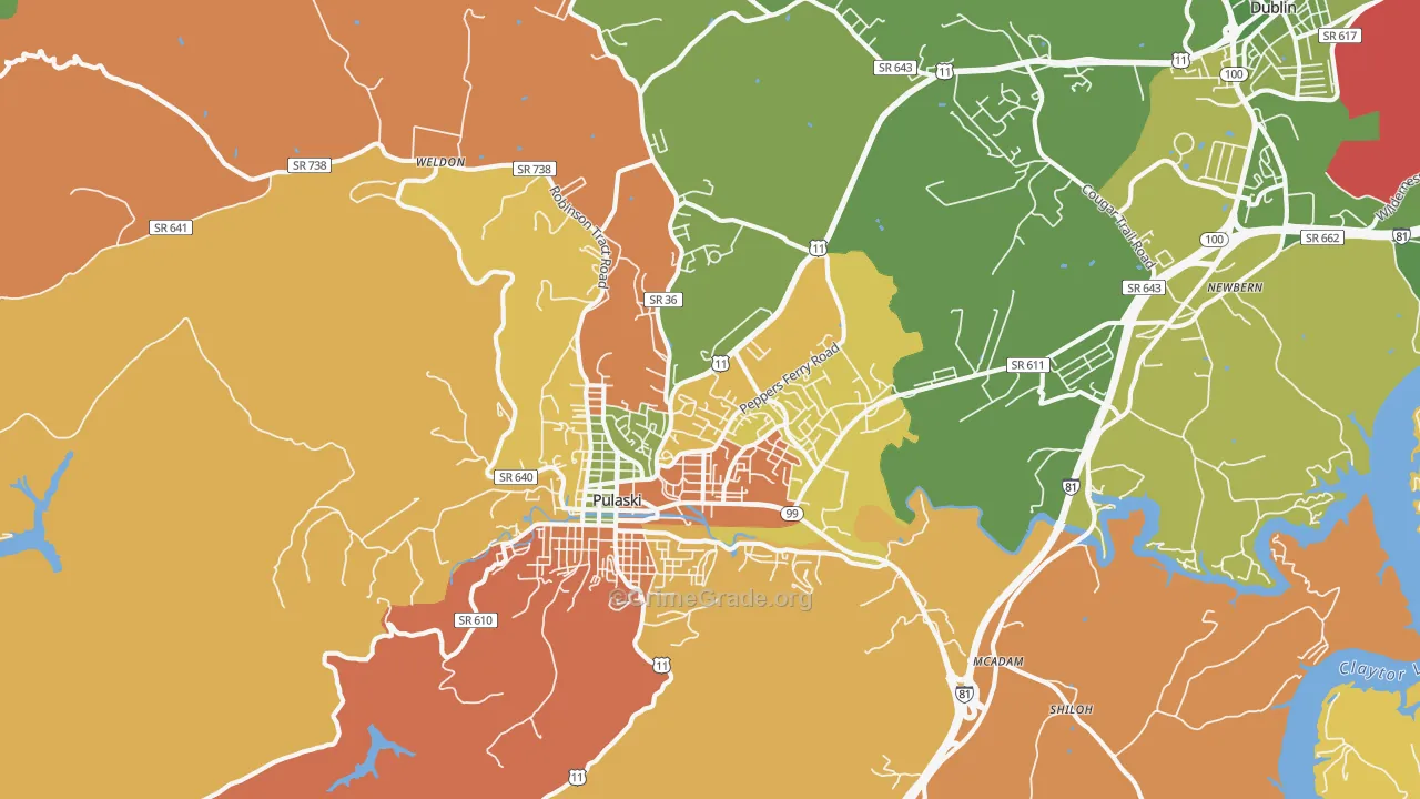 Pulaski, VA Map of Murder Rates