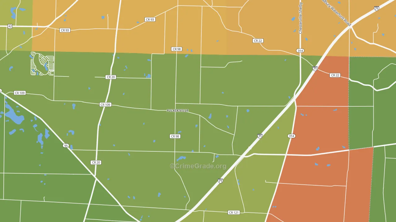 Pulaskiville, OH Map of Murder Rates