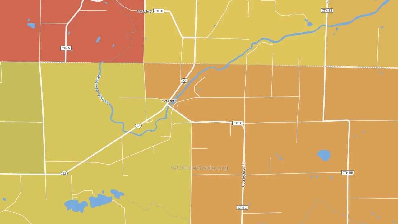Pulcifer, WI Map of Murder Rates