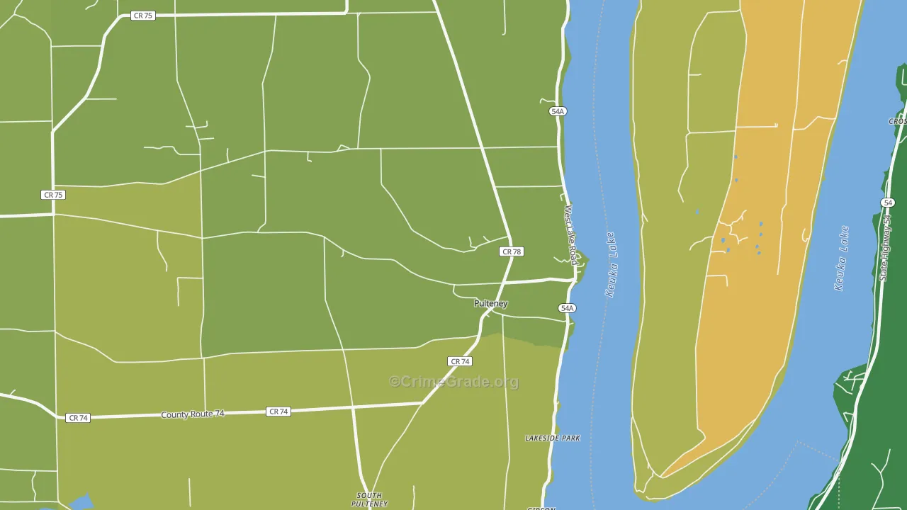 Pulteney, NY Map of Murder Rates