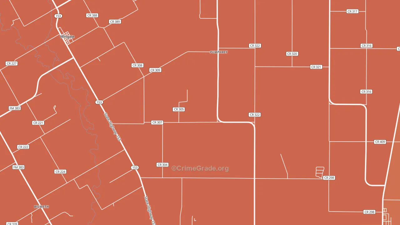 Pumphrey, TX Map of Murder Rates