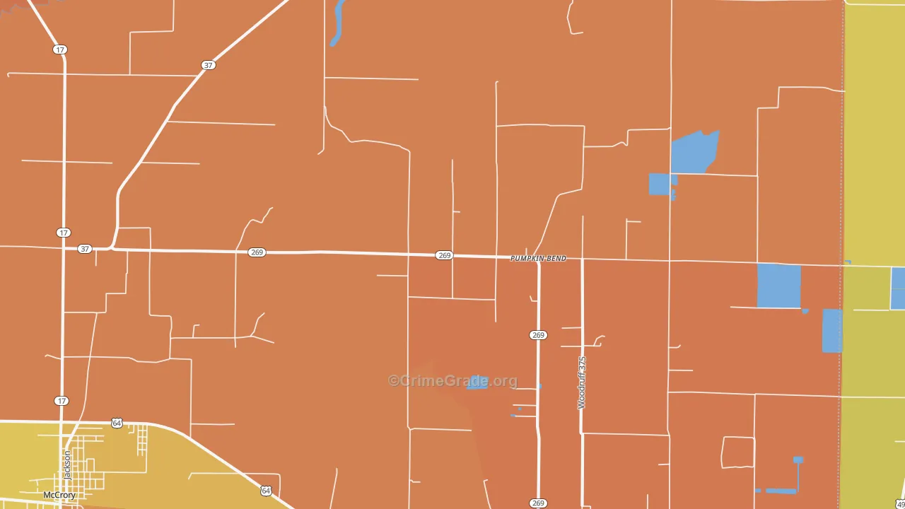 Pumpkin Bend, AR Map of Murder Rates