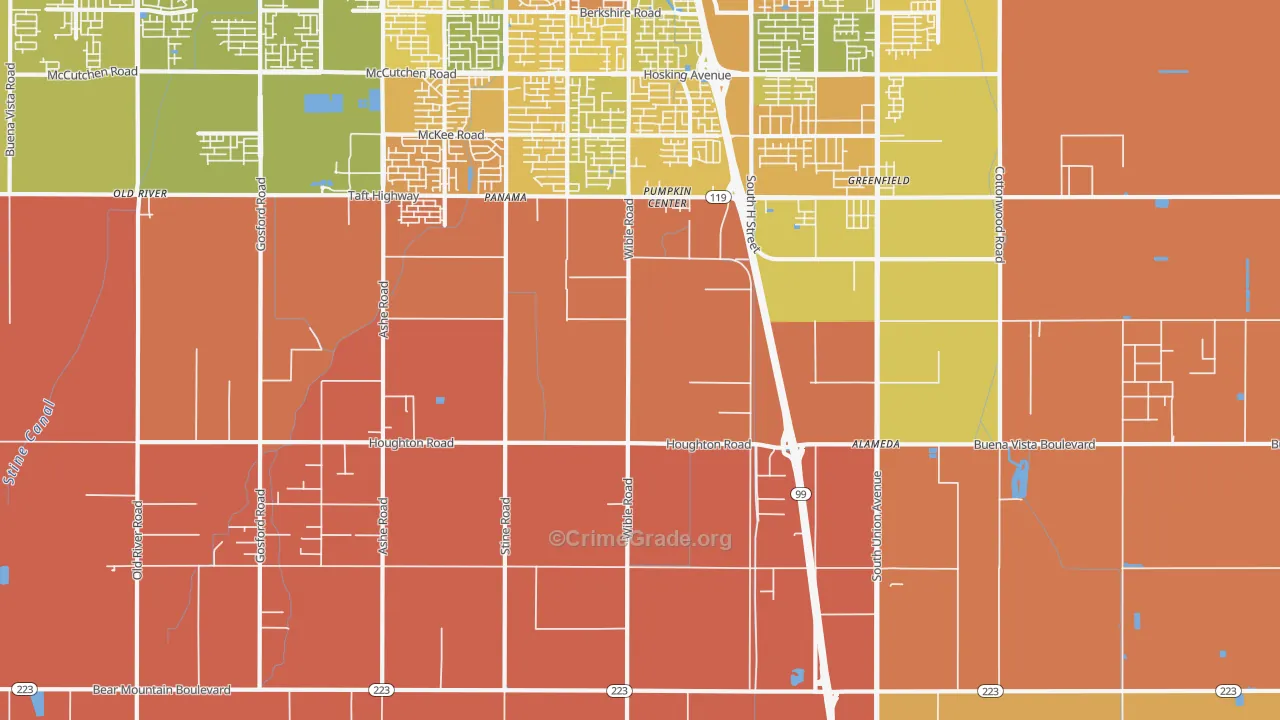 Pumpkin Center, CA Map of Murder Rates