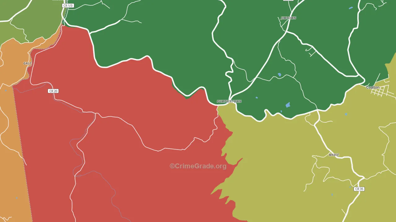 Pumpkintown, WV Map of Murder Rates