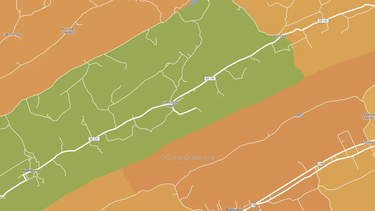 Puncheon Camp, TN Map of Murder Rates