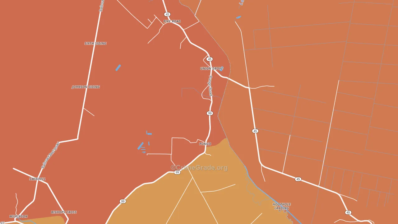 Pungo, NC Map of Murder Rates